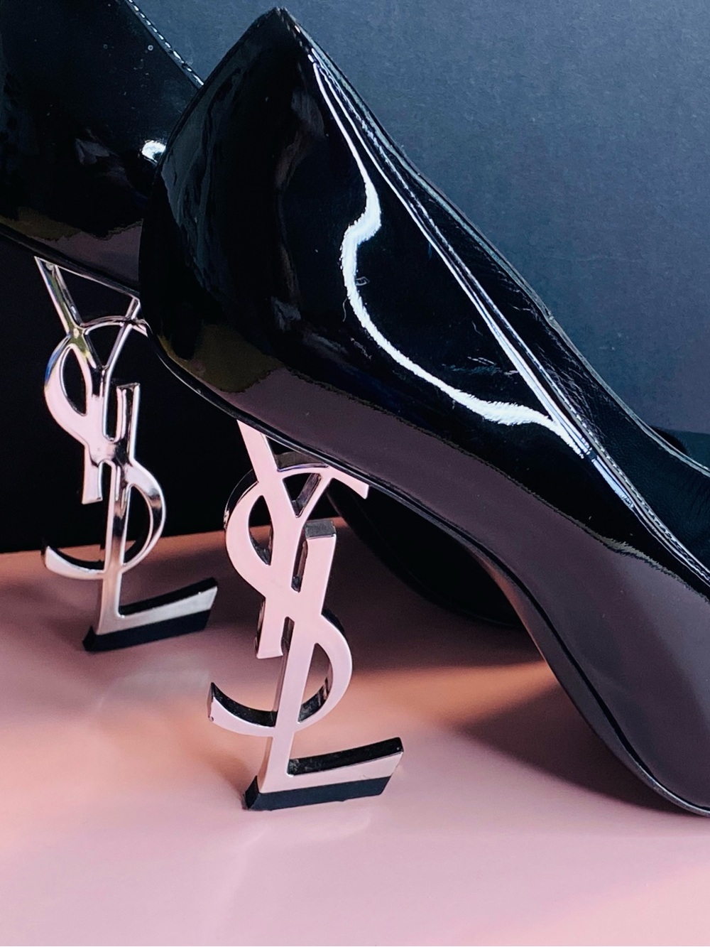Saint Laurent “Opyum” Black Heels in Patent Leather w Cert of authenticity